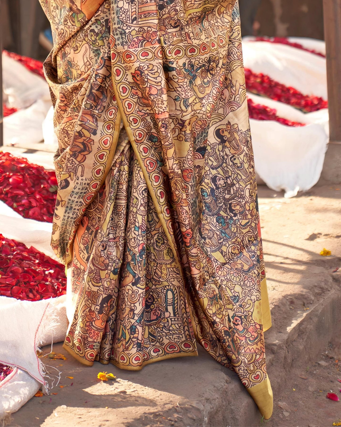 Vidushi – Elegant Madhubani Digital Print Saree | Dual Blouse Options