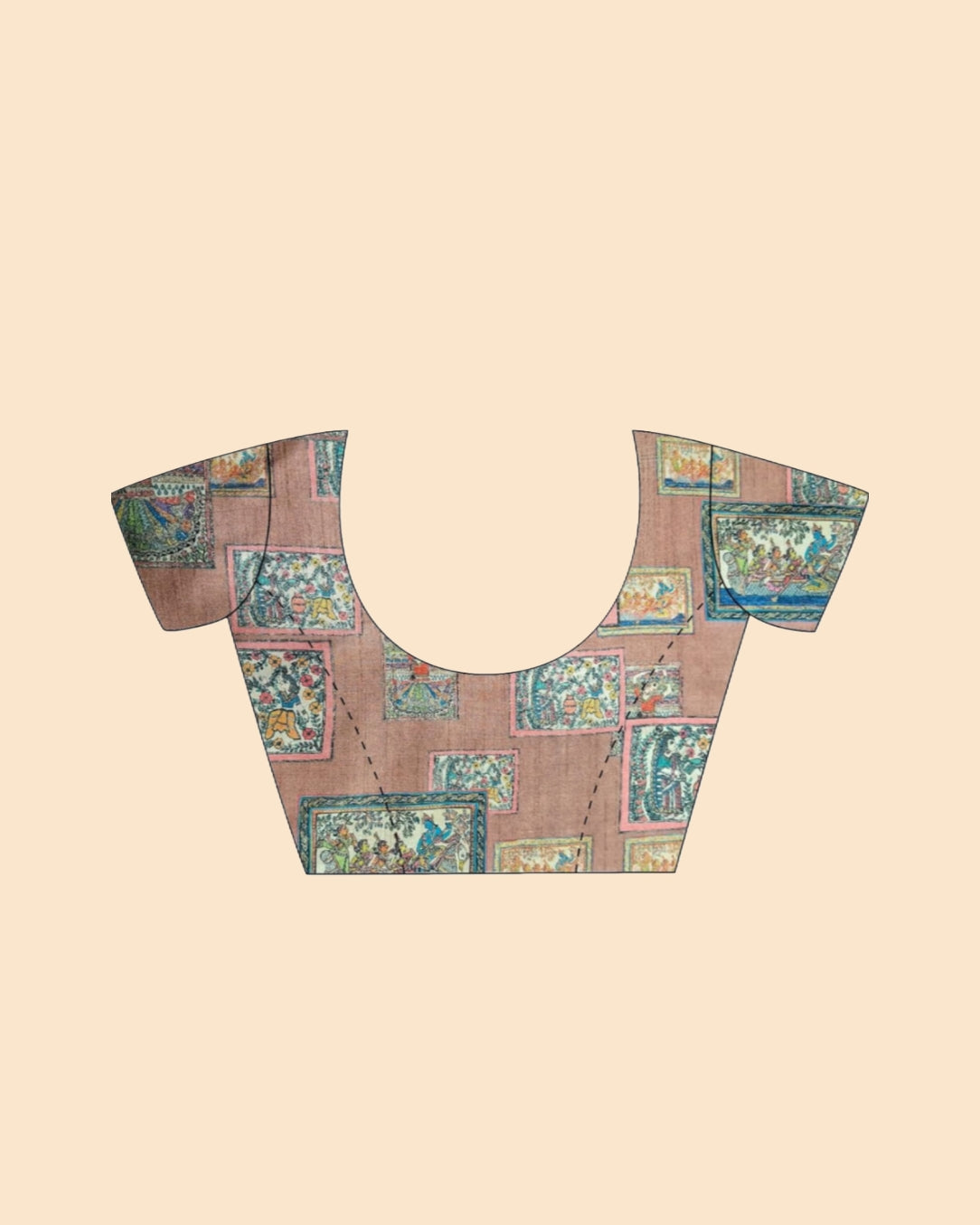 Katha Kiran – Handcrafted Madhubani Digital Print Saree with Dual Blouses