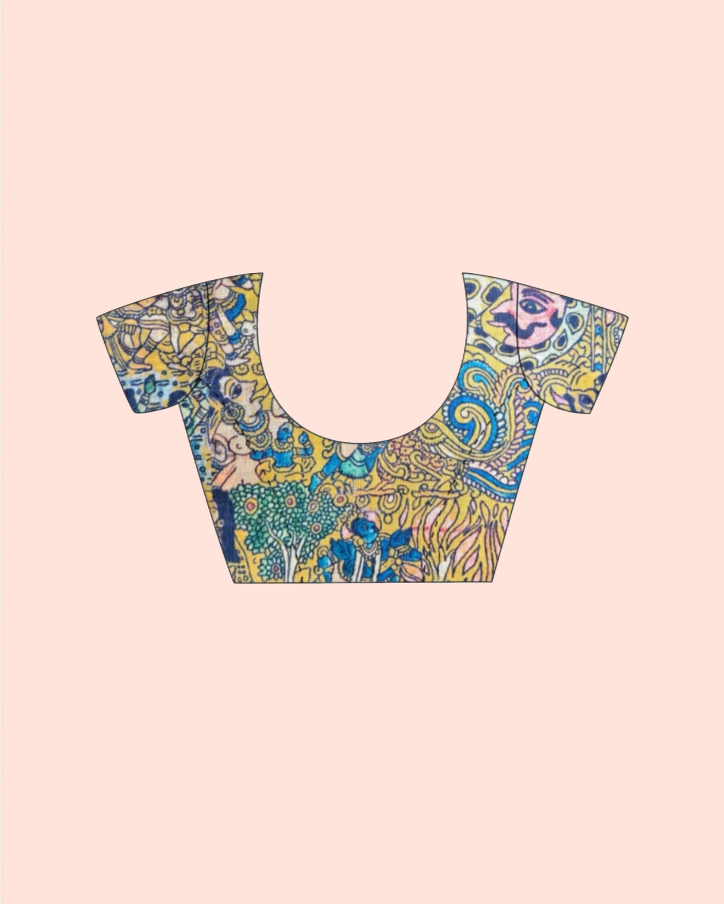Vidushi – Elegant Madhubani Digital Print Saree | Dual Blouse Options