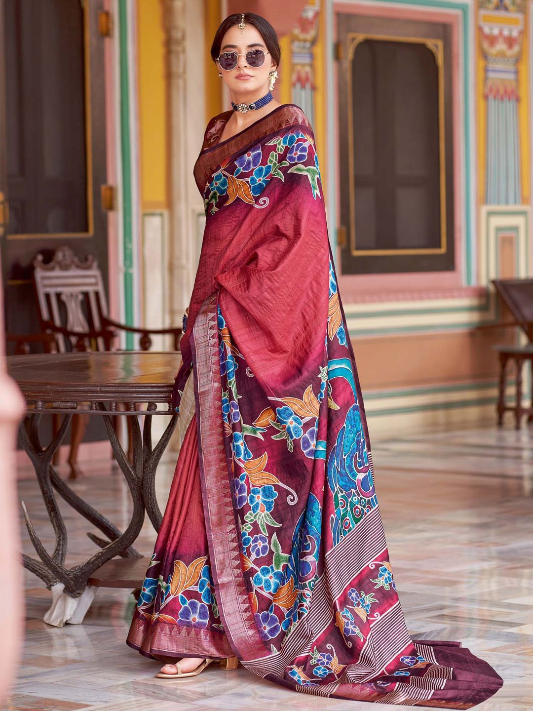 Rajgharana Kalamkari Woven Design Saree – Noorani Edition