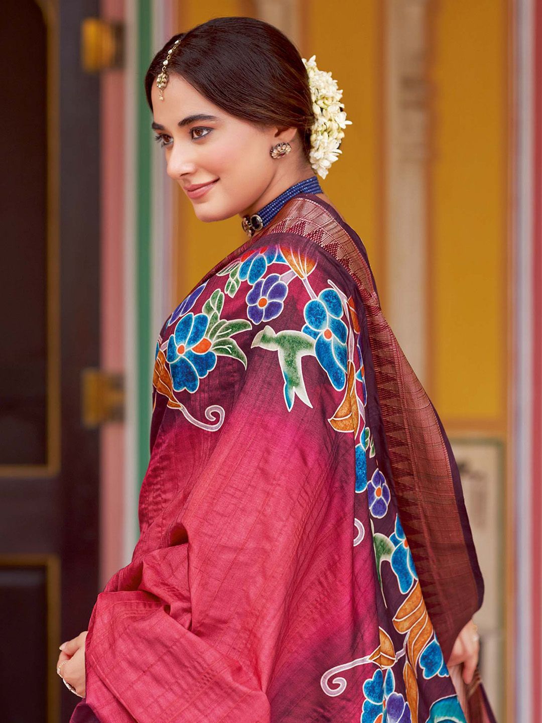 Rajgharana Kalamkari Woven Design Saree – Noorani Edition