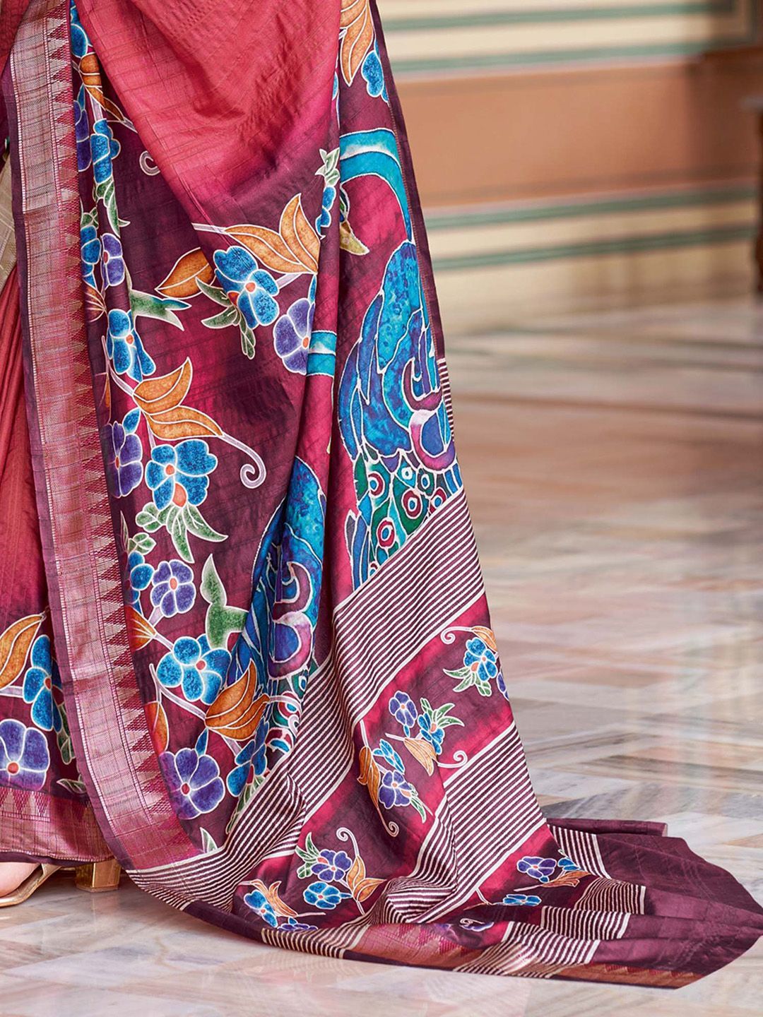 Rajgharana Kalamkari Woven Design Saree – Noorani Edition