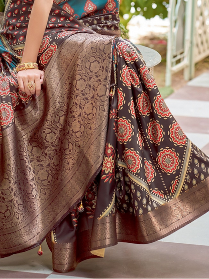 Ravaya – Ajrakh Elegance in Italian Silk